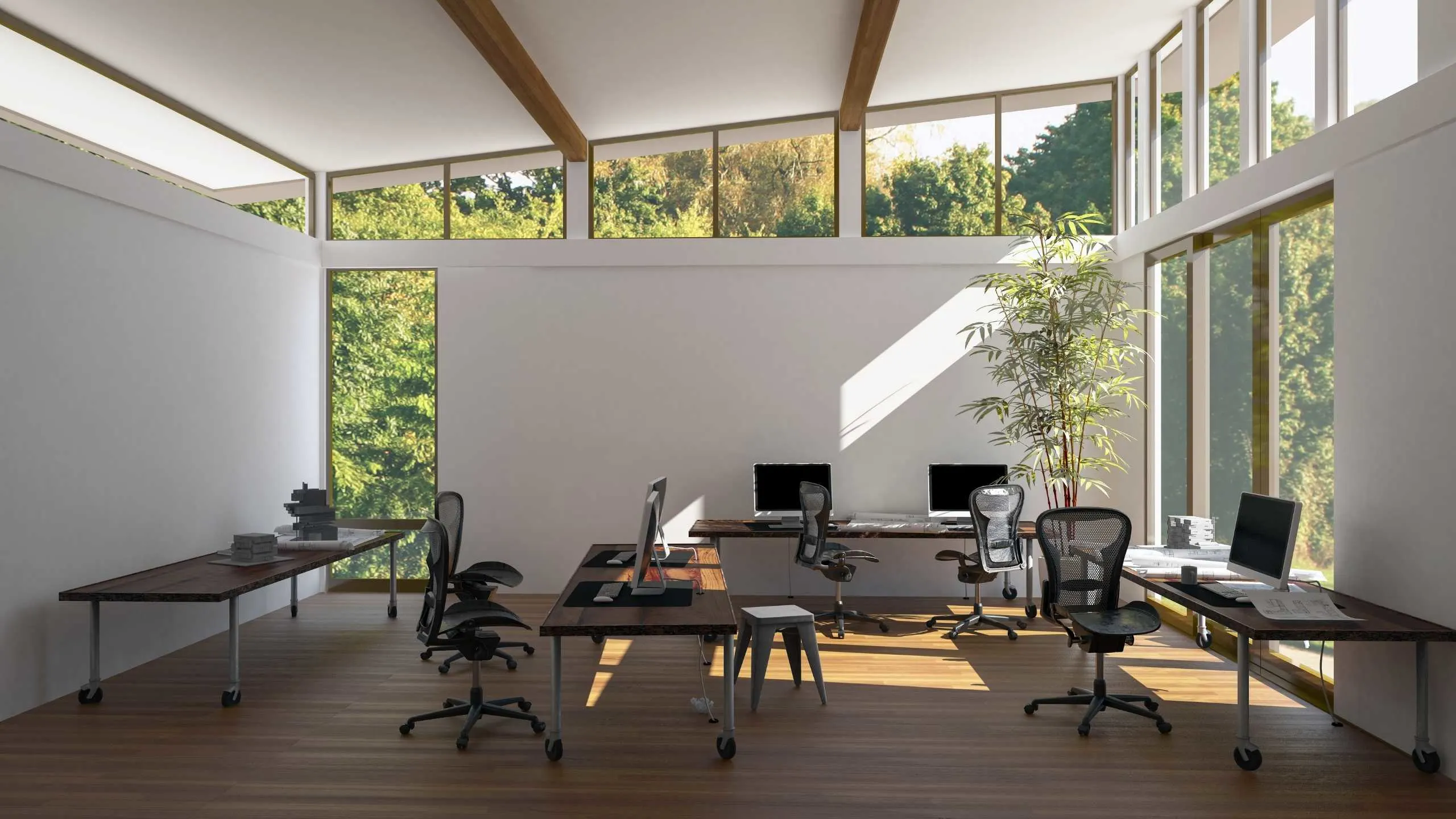 Minimalist and well-lit workspace